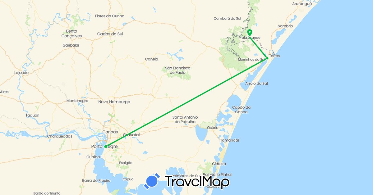 TravelMap itinerary: bus in Brazil (South America)